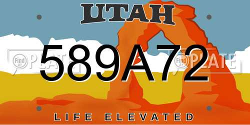 589A72 Utah License Plate