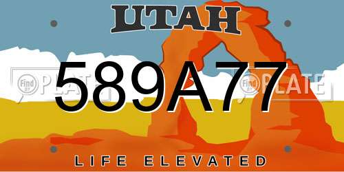 589A77 Utah License Plate