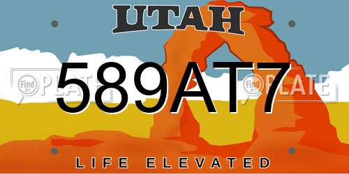 589AT7 Utah License Plate