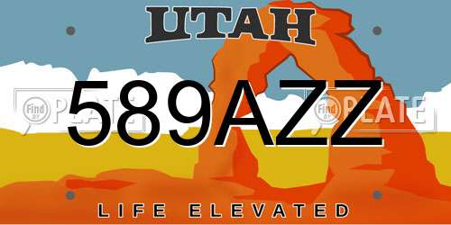 589AZZ Utah License Plate
