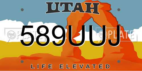 589UUJ Utah License Plate