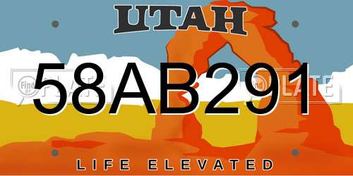 58AB291 Utah License Plate