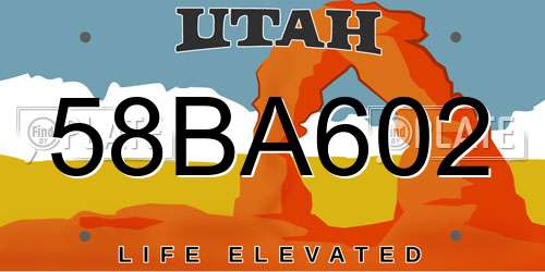 58BA602 Utah License Plate