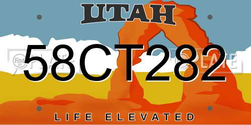 58CT282 Utah License Plate