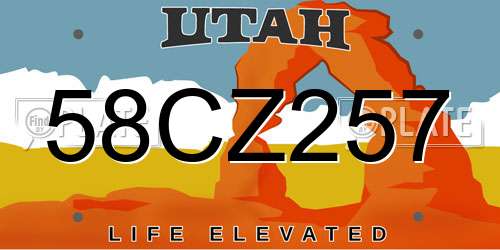 58CZ257 Utah License Plate