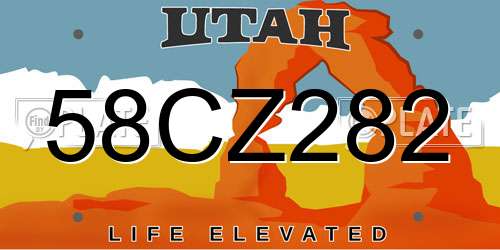 58CZ282 Utah License Plate