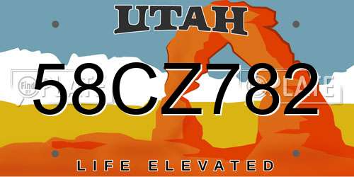 58CZ782 Utah License Plate