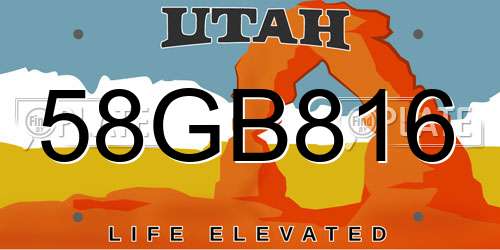 58GB816 Utah License Plate