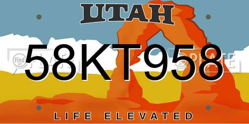58KT958 Utah License Plate