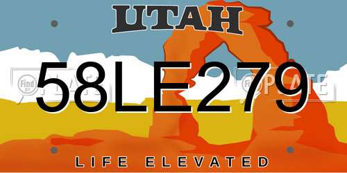 58LE279 Utah License Plate