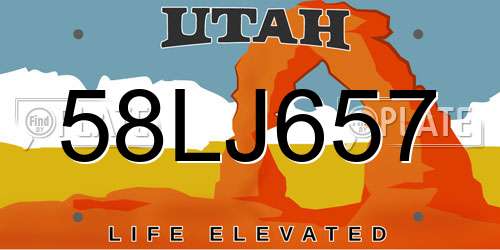 58LJ657 Utah License Plate