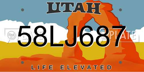 58LJ687 Utah License Plate