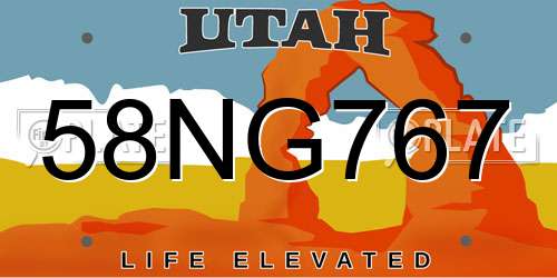 58NG767 Utah License Plate