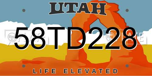 58TD228 Utah License Plate