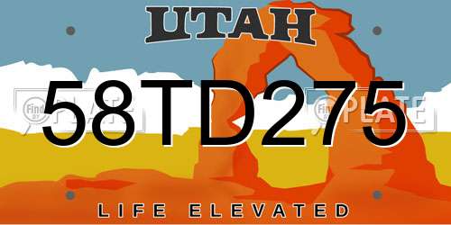 58TD275 Utah License Plate