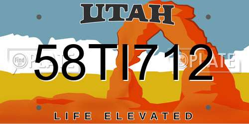 58TI712 Utah License Plate