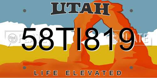 58TI819 Utah License Plate