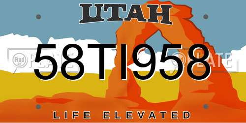 58TI958 Utah License Plate