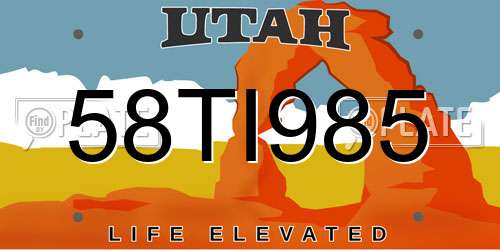 58TI985 Utah License Plate