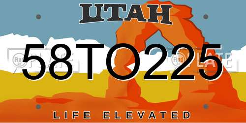 58TO225 Utah License Plate