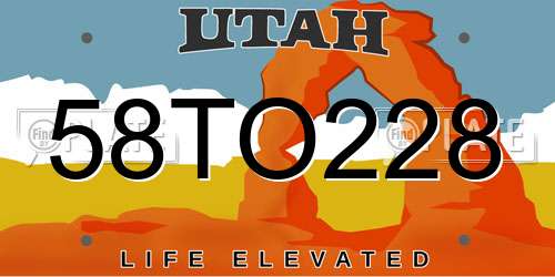 58TO228 Utah License Plate