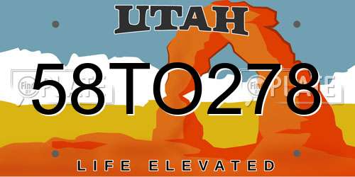 58TO278 Utah License Plate
