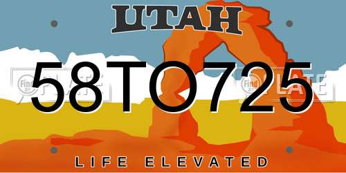 58TO725 Utah License Plate