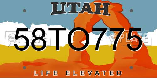 58TO775 Utah License Plate