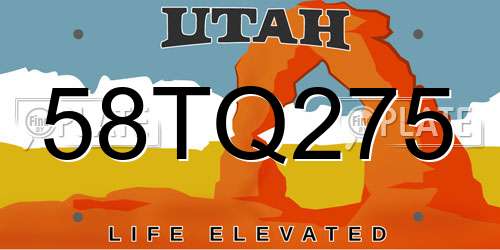 58TQ275 Utah License Plate