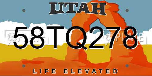 58TQ278 Utah License Plate