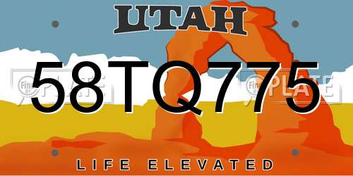 58TQ775 Utah License Plate