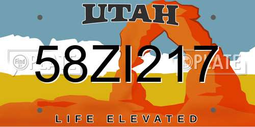 58ZI217 Utah License Plate