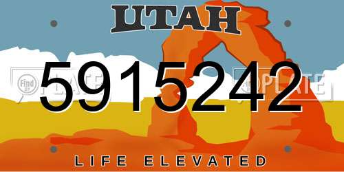 5915242 Utah License Plate
