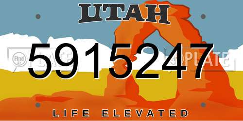 5915247 Utah License Plate