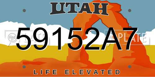 59152A7 Utah License Plate