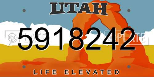 5918242 Utah License Plate