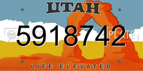 5918742 Utah License Plate