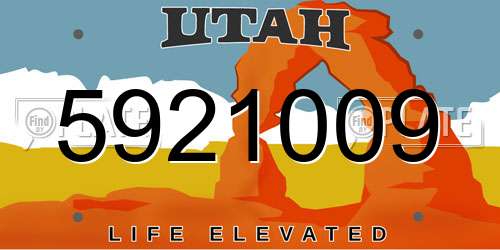 5921009 Utah License Plate