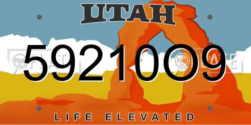 59210O9 Utah License Plate