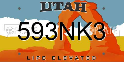 593NK3 Utah License Plate