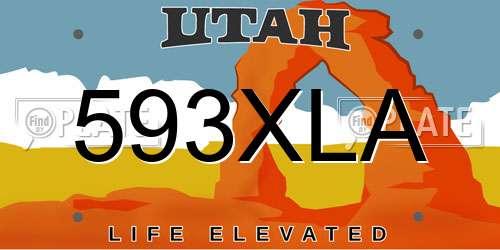 593XLA Utah License Plate