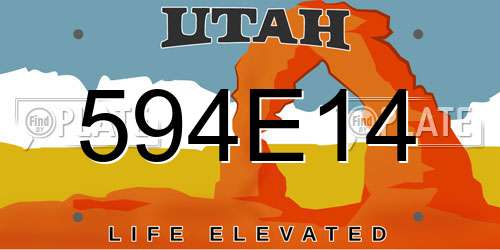 594E14 Utah License Plate