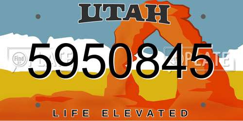 5950845 Utah License Plate