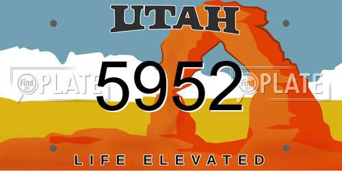 5952 Utah License Plate