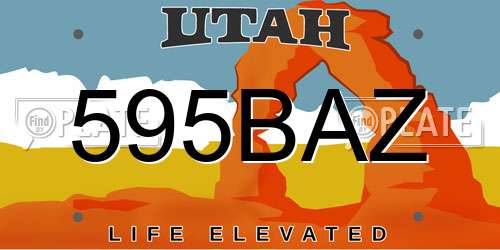 595BAZ Utah License Plate