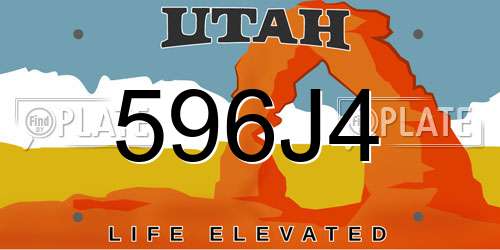 596J4 Utah License Plate