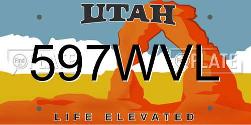 597WVL Utah License Plate