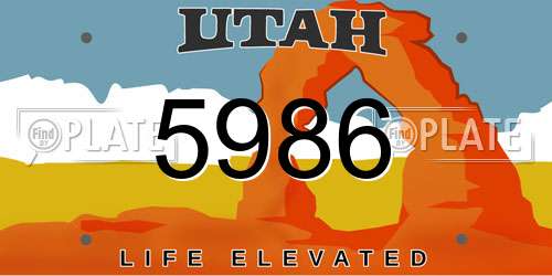 5986 Utah License Plate