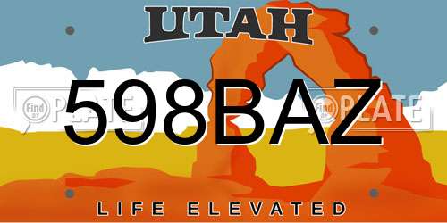 598BAZ Utah License Plate