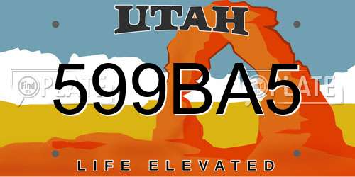 599BA5 Utah License Plate